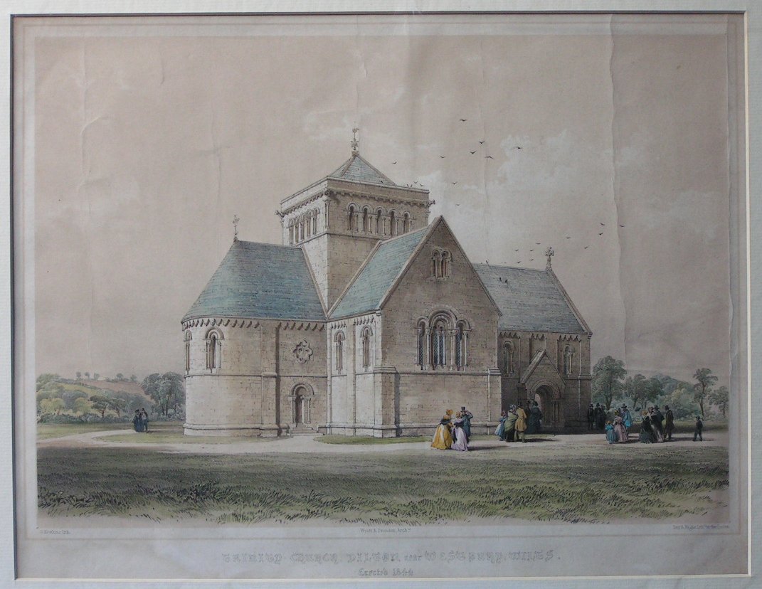 Lithograph - Trinity Church Dilton, Near Westbury, Wilts - Hawkins